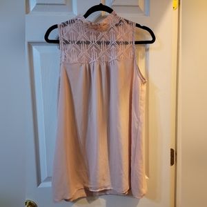 Lily White high necked pink lace sleeveless top Large